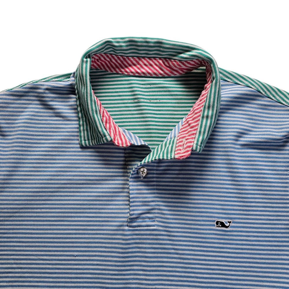 Vineyard Vines Mens Multi Color Striped Pima Cotton Blend Polo Shirt XL